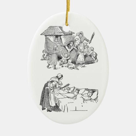 Oude vrouw die leeft in de schoppenningkliniek Rhy Keramisch Ornament (Voorkant)