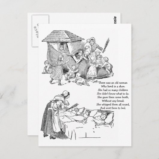 Oude vrouw die leeft in de schoppenningster Rhyme Briefkaart (Voorkant / Achterkant)