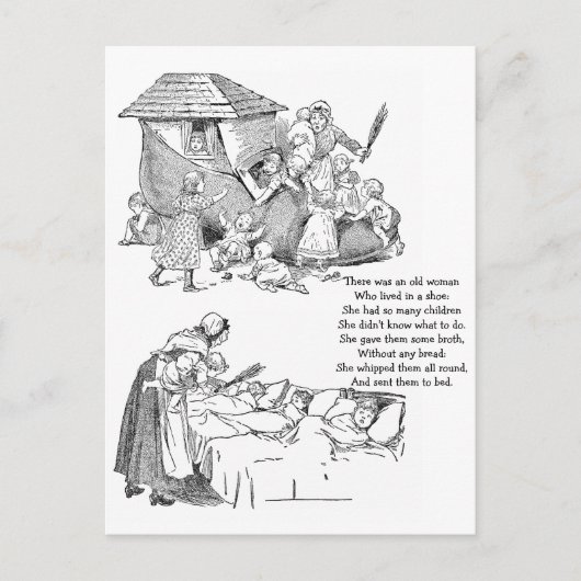 Oude vrouw die leeft in de schoppenningster Rhyme Briefkaart (Voorkant)
