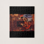 Oude vrouw die vis verkoopt_Nederlandse meesters Legpuzzel (Verticaal)