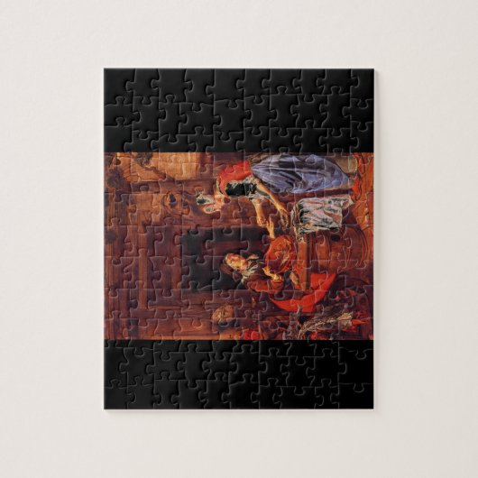 Oude vrouw die vis verkoopt_Nederlandse meesters Legpuzzel (Verticaal)