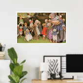 Oude vrouw in de schoen poster (Thuiskantoor)