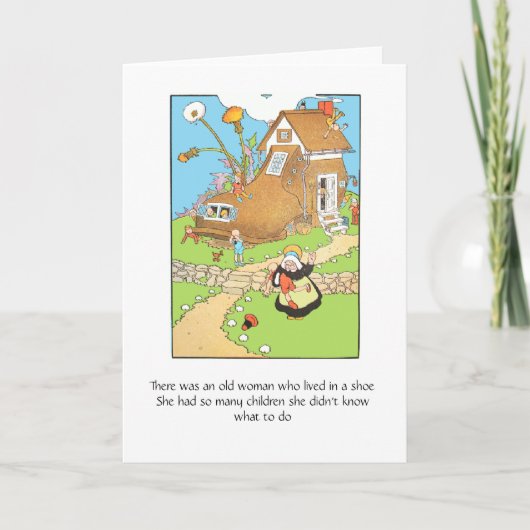 Oude Vrouw in een Schoen, Wenskaart Kaart (Voorkant)
