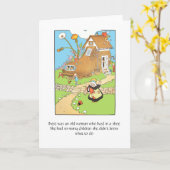 Oude Vrouw in een Schoen, Wenskaart Kaart (Gele Bloem)