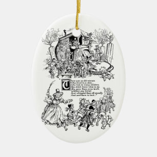 Oude vrouw in een schoenzuster Rhyme Keramisch Ornament