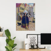 Oude vrouw, kat en zure kerrie poster (Thuiskantoor)