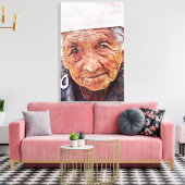 Oude Vrouw koele waterverf portretschilderij Canvas Afdruk (Insitu (Woonkamer))
