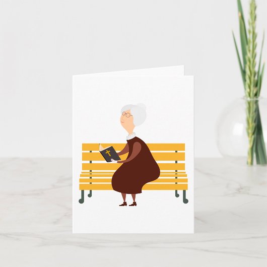 Oude vrouw leest de Bijbel Kaart