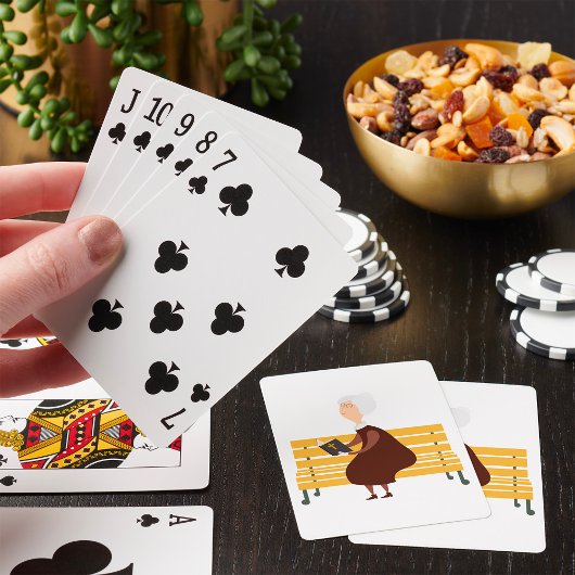 Oude vrouw leest de Bijbel Pokerkaarten