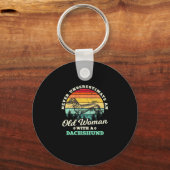 Oude vrouw met een dachshund sleutelhanger (Voorkant)