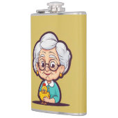 Oude vrouw met een kip heupfles (Links)