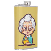 Oude vrouw met een kip heupfles (Rechts)