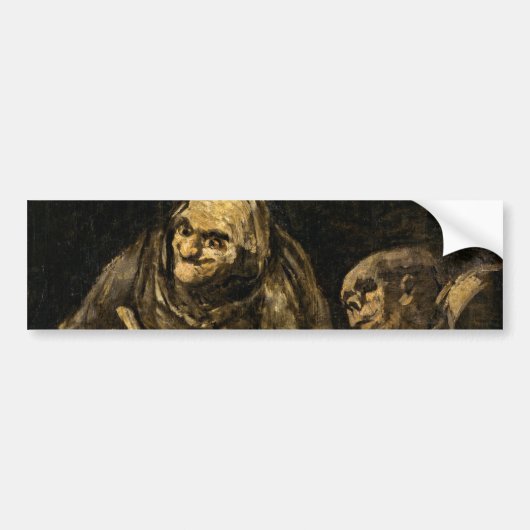 Oude vrouw met een skelet (dood) (Francisco Goya) Bumpersticker (Voorkant)
