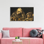 Oude vrouw met een skelet (dood) (Francisco Goya) Canvas Afdruk (Insitu (Woonkamer))
