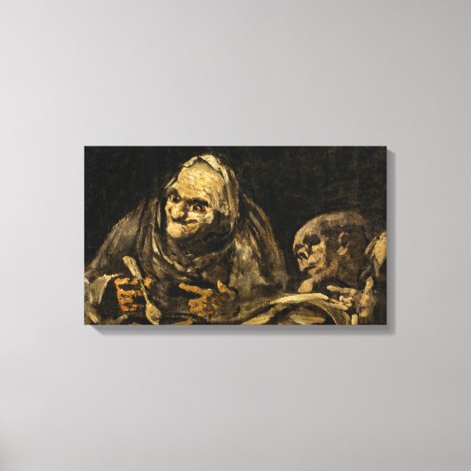 Oude vrouw met een skelet (dood) (Francisco Goya) Canvas Afdruk (Voorkant)
