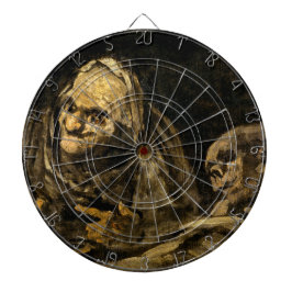 Oude vrouw met een skelet (dood) (Francisco Goya) Dartbord
