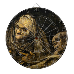 Oude vrouw met een skelet (dood) (Francisco Goya) Dartbord