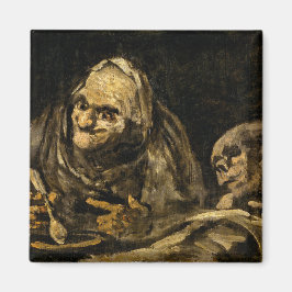Oude vrouw met een skelet (dood) (Francisco Goya) Magneet