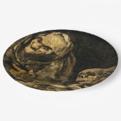 Oude vrouw met een skelet (dood) (Francisco Goya) Papieren Bordje (Gekanteld)