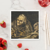 Oude vrouw met een skelet (dood) (Francisco Goya) Servet (Insitu)