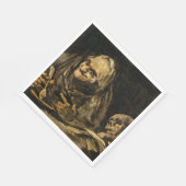 Oude vrouw met een skelet (dood) (Francisco Goya) Servet (Hoek)