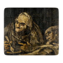 Oude vrouw met een skelet (dood) (Francisco Goya)