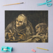 Oude vrouw met een skelet (dood) (Francisco Goya) Tissuepapier (Craft)