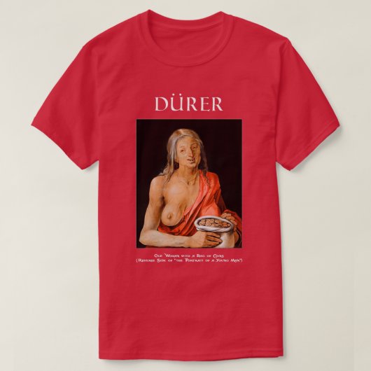 Oude vrouw met een tas met munten Albrecht Drer 2 T-shirt (Design voorkant)