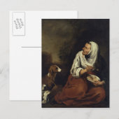 Oude vrouw met hond briefkaart (Voorkant / Achterkant)