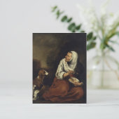 Oude vrouw met hond briefkaart (Staand voorkant)