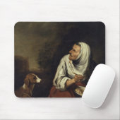 Oude vrouw met hond muismat (Met muis)