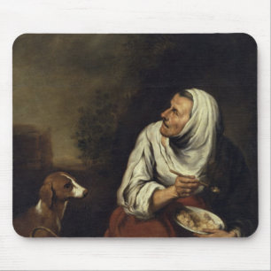 Oude vrouw met hond muismat