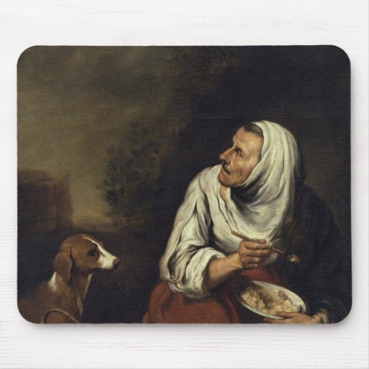 Oude vrouw met hond muismat (Voorkant)
