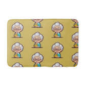 Oude vrouw met kip badmat (Voorkant)