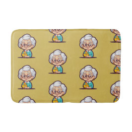 Oude vrouw met kip badmat