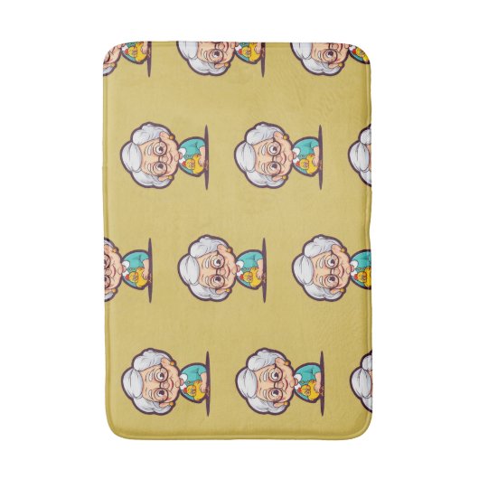 Oude vrouw met kip badmat (Voorkant Verticaal)