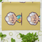 Oude vrouw met kip theedoek (Gevouwen)