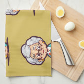 Oude vrouw met kip theedoek (Quarter Fold)