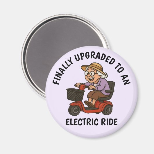 Oude vrouw op scooter magneet (Voorkant / Achterkant)