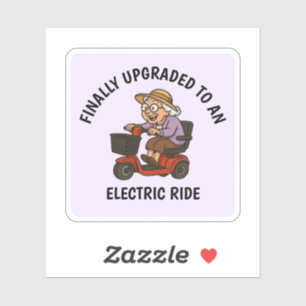 Oude vrouw op scooter sticker