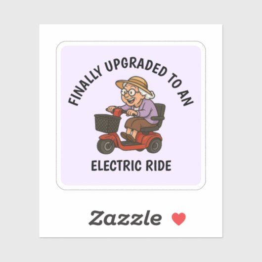 Oude vrouw op scooter sticker (Vel)