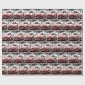 Oude vrouw rijdt in een rode sportwagen cadeaupapier (Vlak)