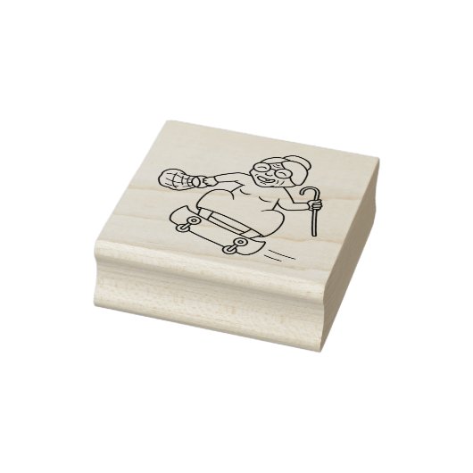 Oude vrouw Skateboarden Rubberstempel (Stempel)