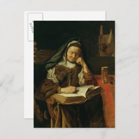 Oude vrouw slaapt briefkaart (Voorkant / Achterkant)