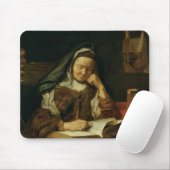 Oude vrouw slaapt muismat (Met muis)