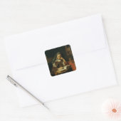 Oude vrouw slaapt vierkante sticker (Envelop)