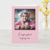 Oude vrouw wordt oud kaart (Gele Bloem)