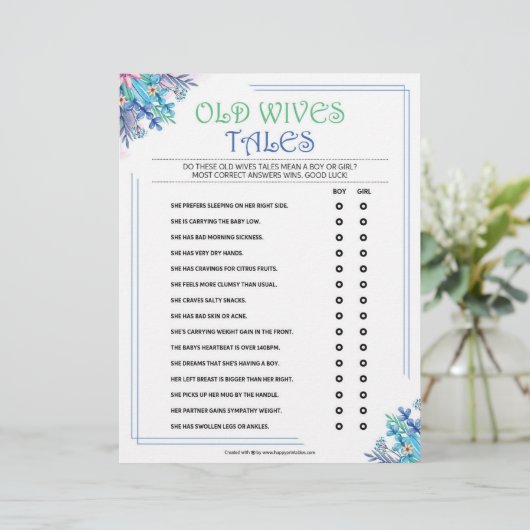 Oude vrouwen [Blauwe Floral] Briefhoofd (Staand voorkant)