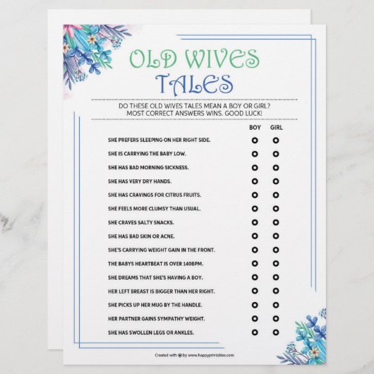 Oude vrouwen [Blauwe Floral] Briefhoofd (Voorkant / Achterkant)