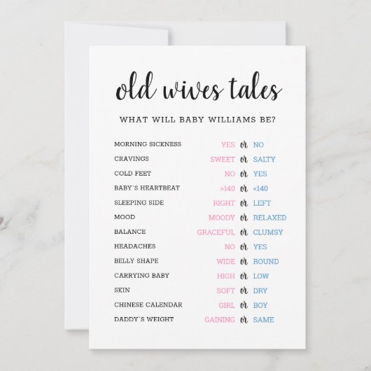 Oude vrouwen Tales Geslacht onthullen Baby shower  Kaart (Voorkant)